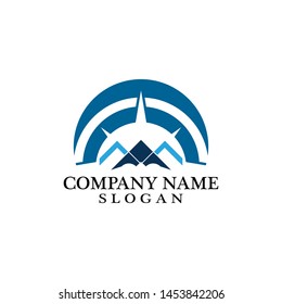 Mountain adventure logo design. Compass icon symbol