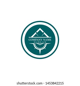Mountain adventure logo design. Compass icon symbol