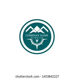 Mountain adventure logo design. Compass icon symbol