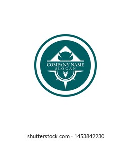 Mountain adventure logo design. Compass icon symbol