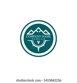 Mountain adventure logo design. Compass icon symbol