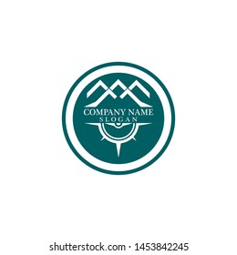 Mountain adventure logo design. Compass icon symbol