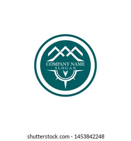 Mountain adventure logo design. Compass icon symbol