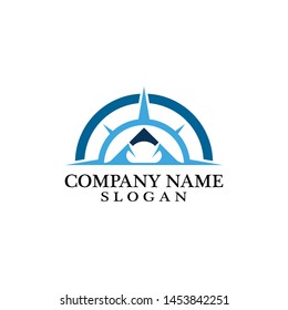 Mountain adventure logo design. Compass icon symbol