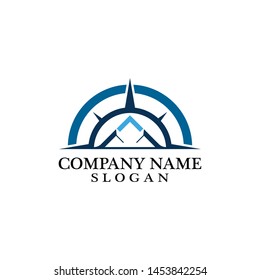 Mountain adventure logo design. Compass icon symbol