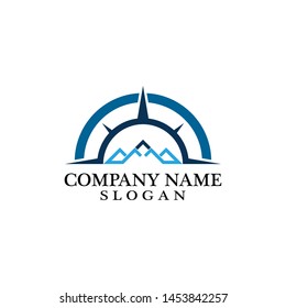 Mountain adventure logo design. Compass icon symbol