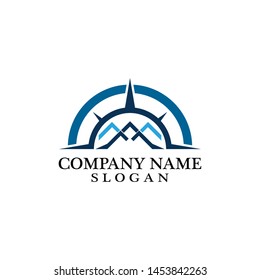 Mountain adventure logo design. Compass icon symbol