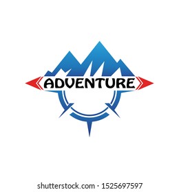 Mountain adventure logo design. Compass icon symbol