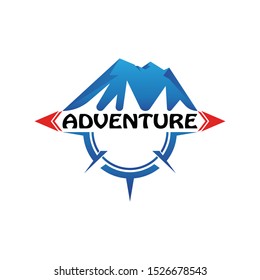 Mountain adventure logo design. Compass icon symbol