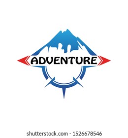 Mountain adventure logo design. Compass icon symbol
