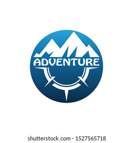 Mountain adventure logo design. Compass icon symbol