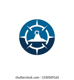 Mountain adventure logo design. Compass icon symbol