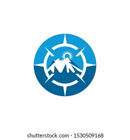 Mountain adventure logo design. Compass icon symbol
