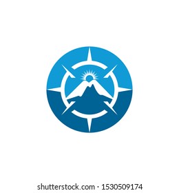 Mountain adventure logo design. Compass icon symbol