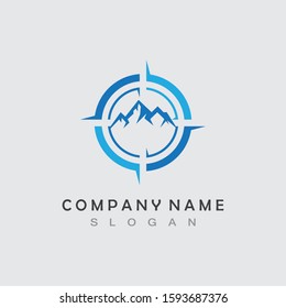 Mountain adventure logo design. Compass icon symbol
