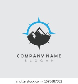 Mountain adventure logo design. Compass icon symbol