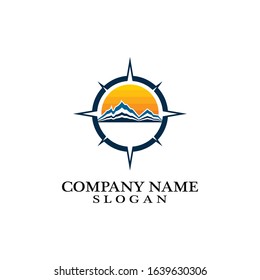 Mountain adventure logo design. Compass icon symbol