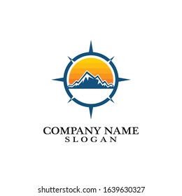 Mountain adventure logo design. Compass icon symbol