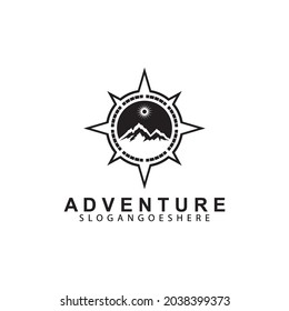 Mountain adventure logo design. Compass icon symbol