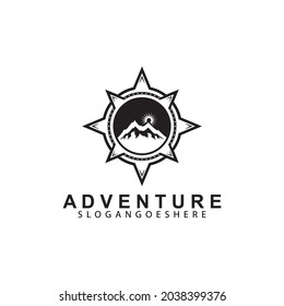 Mountain adventure logo design. Compass icon symbol