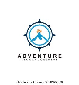 Mountain adventure logo design. Compass icon symbol