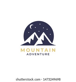 mountain adventure logo design, night camp template 