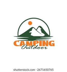 Mountain adventure logo design template. Outdoor mountains Summer Camp badges or Patches. Vector emblem designs.