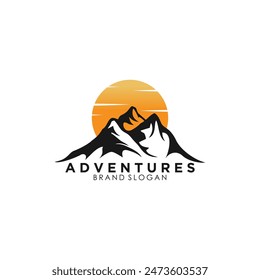 Mountain and adventure logo design vector with illustration premium concept idea