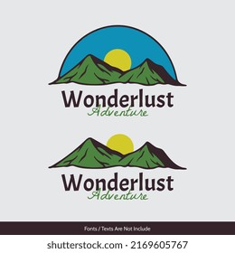 Elementos del logotipo de la aventura de montaña para marca, camiseta gráfica, embalaje, proyectos personales o comerciales