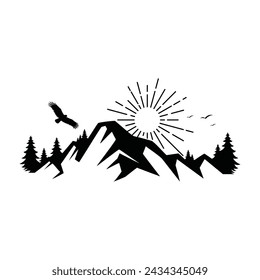 Mountain Adventure Logo. Hiking and Camping Vintage Logo design Vector