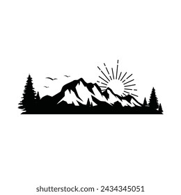 Mountain Adventure Logo. Hiking and Camping Vintage Logo design Vector