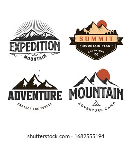 mountain and adventure logo, icon and illustration