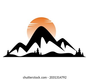 mountain adventure logo illustration, a simple flat design
