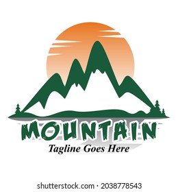 mountain adventure logo illustration, a simple flat design
