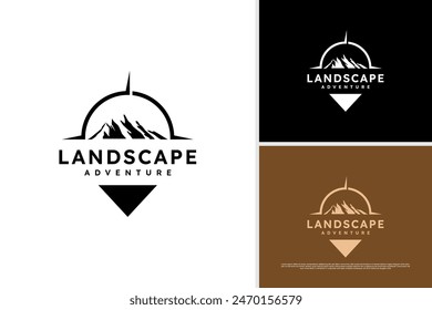 Mountain adventure logo landscape silhouette, mountain exploration logo design template