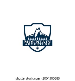 Mountain Adventure Logo, outdoor concept,  summer camping emblem, mountain climbing logo. Creative vector illustration. Graphic design elements