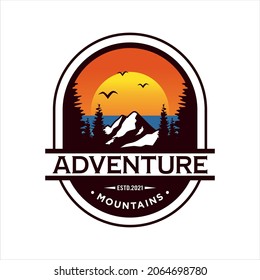 Mountain adventure logo Premium Vector