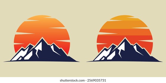 Mountain adventure logo premium vector illustrations, sunset outdoor 