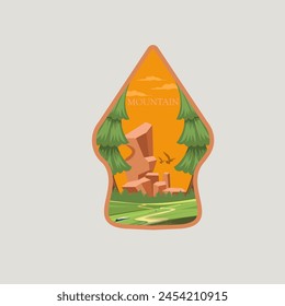 Mountain adventure logo shape vector graphic of illustration