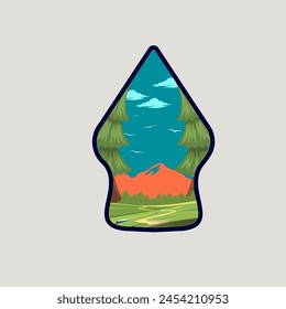 Mountain adventure logo shape vector graphic of illustration