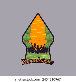 Mountain adventure logo shape vector graphic of illustration
