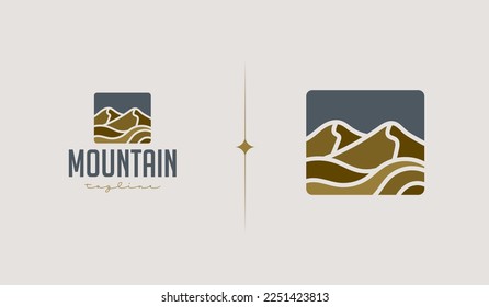 Mountain Adventure Logo Template. Universal creative premium symbol. Vector illustration. Creative Minimal design template. Symbol for Corporate Business Identity