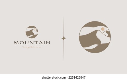 Vorlage für Bergabenteuer-Logo. Universal Creative Premium Symbol. Vektorgrafik. Kreative minimale Design-Vorlage. Symbol für die Unternehmensidentität