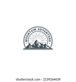 mountain adventure logo template in white background