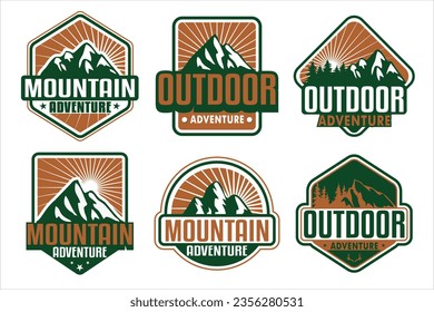 mountain adventure logo vintage set of summer camping outdoor adventure and badge logo,Graphics for t-shirt prints, stickers, posters and other uses.