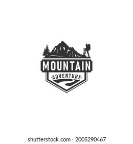 mountain adventure logo in white background