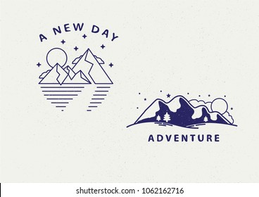 Logotipos de la aventura de montaña.