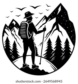 Mountain Adventure Man Vector Silhouette Single Collection. Mountain, Adventure Man, Mountain Adventure