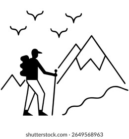 Mountain Adventure Man Vector Silhouette Single Collection. Mountain, Adventure Man, Mountain Adventure