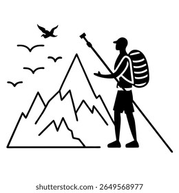 Mountain Adventure Man Vector Silhouette Single Collection. Mountain, Adventure Man, Mountain Adventure